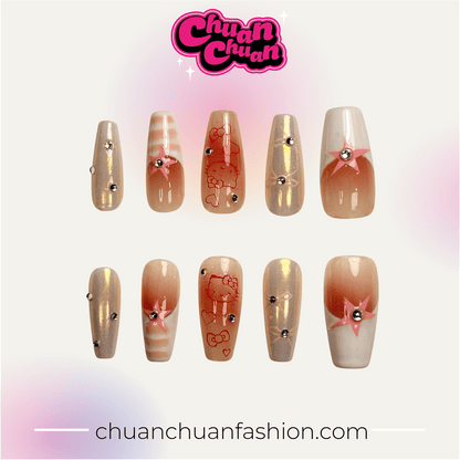 Medium Coffin Hallo Kitty Press On Nails