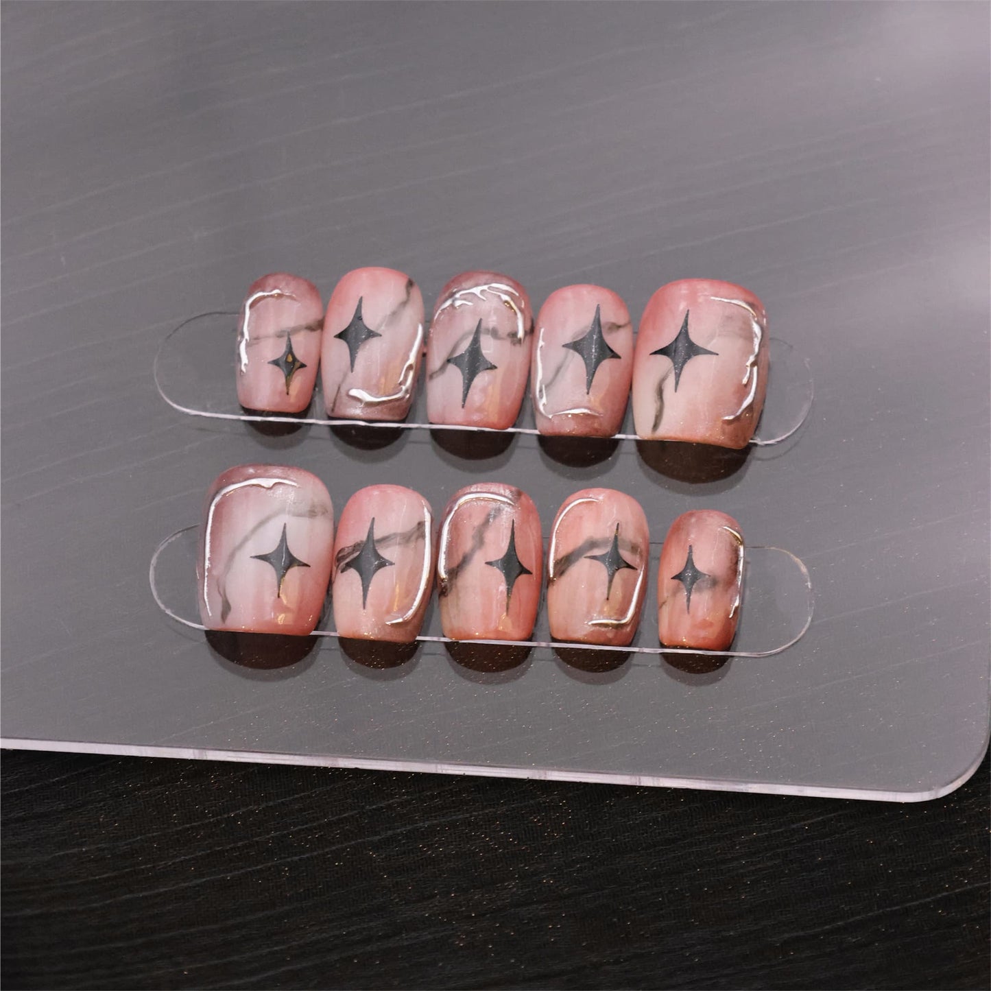 Squoval press on gel nails wide thumb