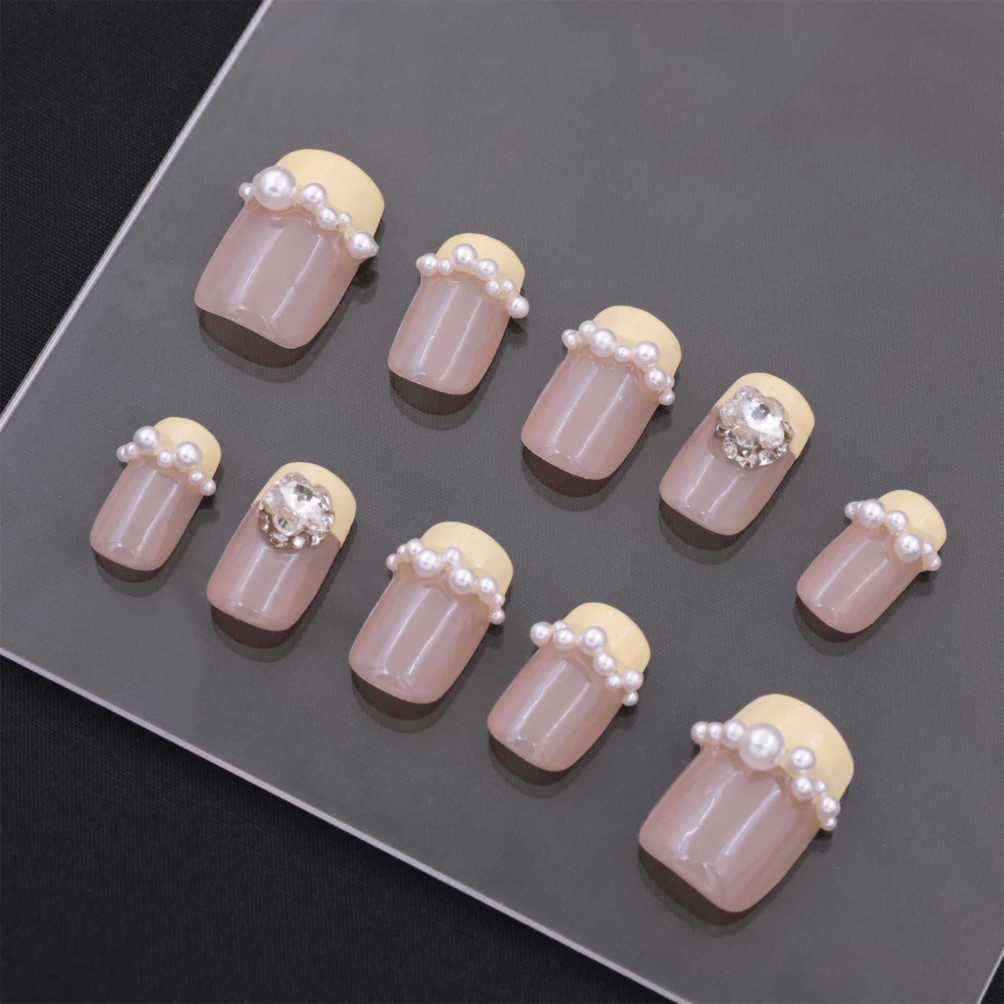 Short Squoval Yellow Candy Press On Nails
