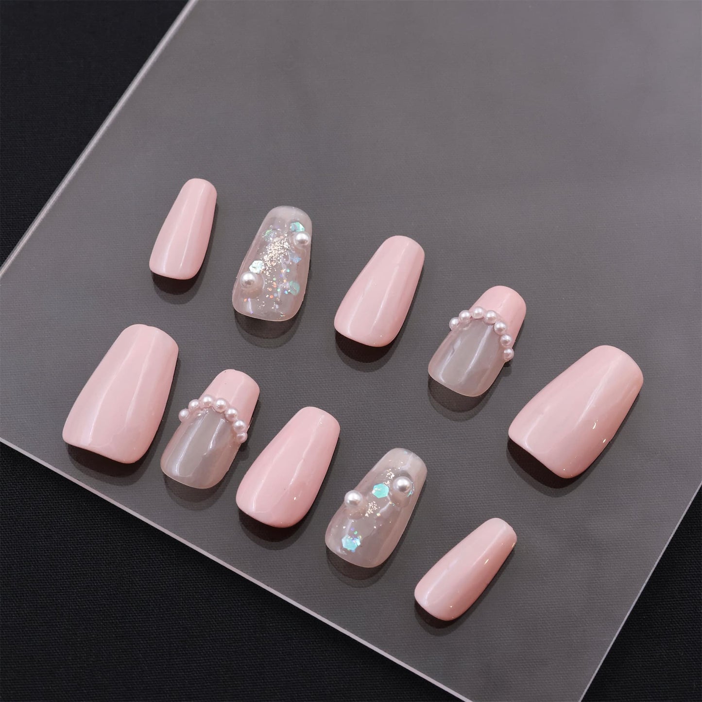 Short Coffin Pink Ballet Press On Nails