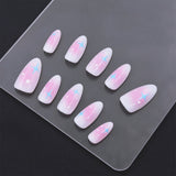 Short Almond Pink White Sailor Moon Press On Nails