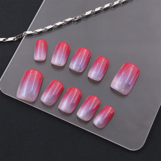 Medium Squoval red The Setting Sun Press On Nails