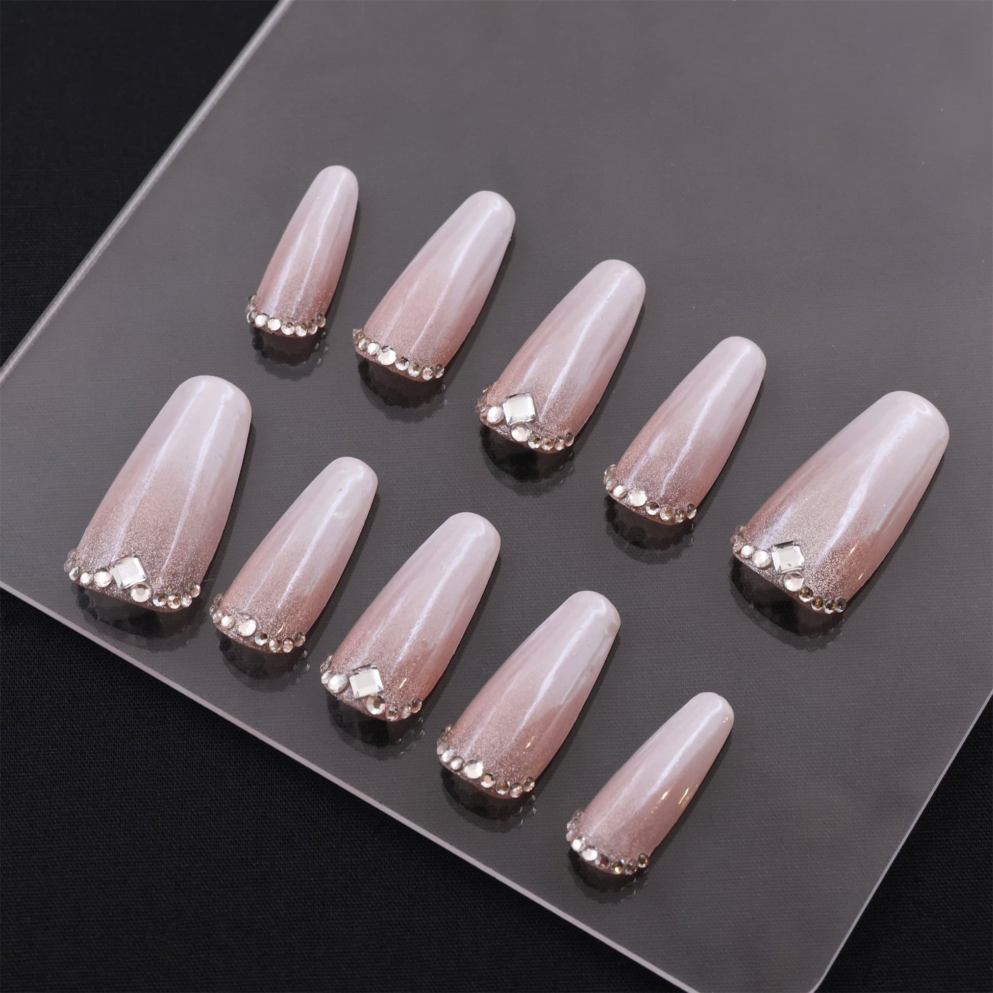 Medium Coffin Pink Crown Press On Nails