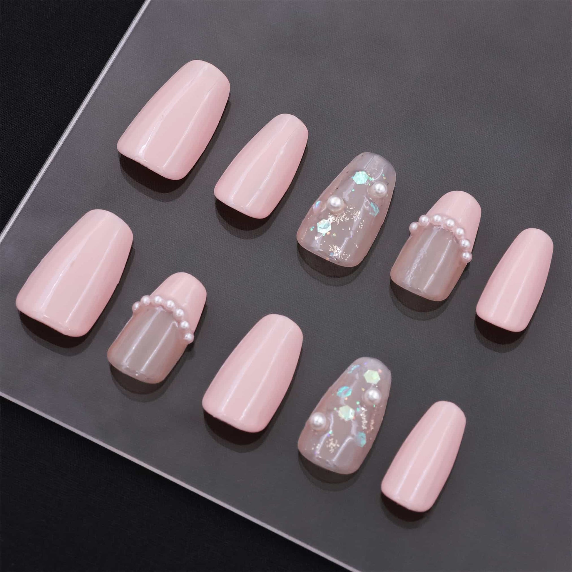 Short Coffin Pink Sakura Fantasia Press On Nails