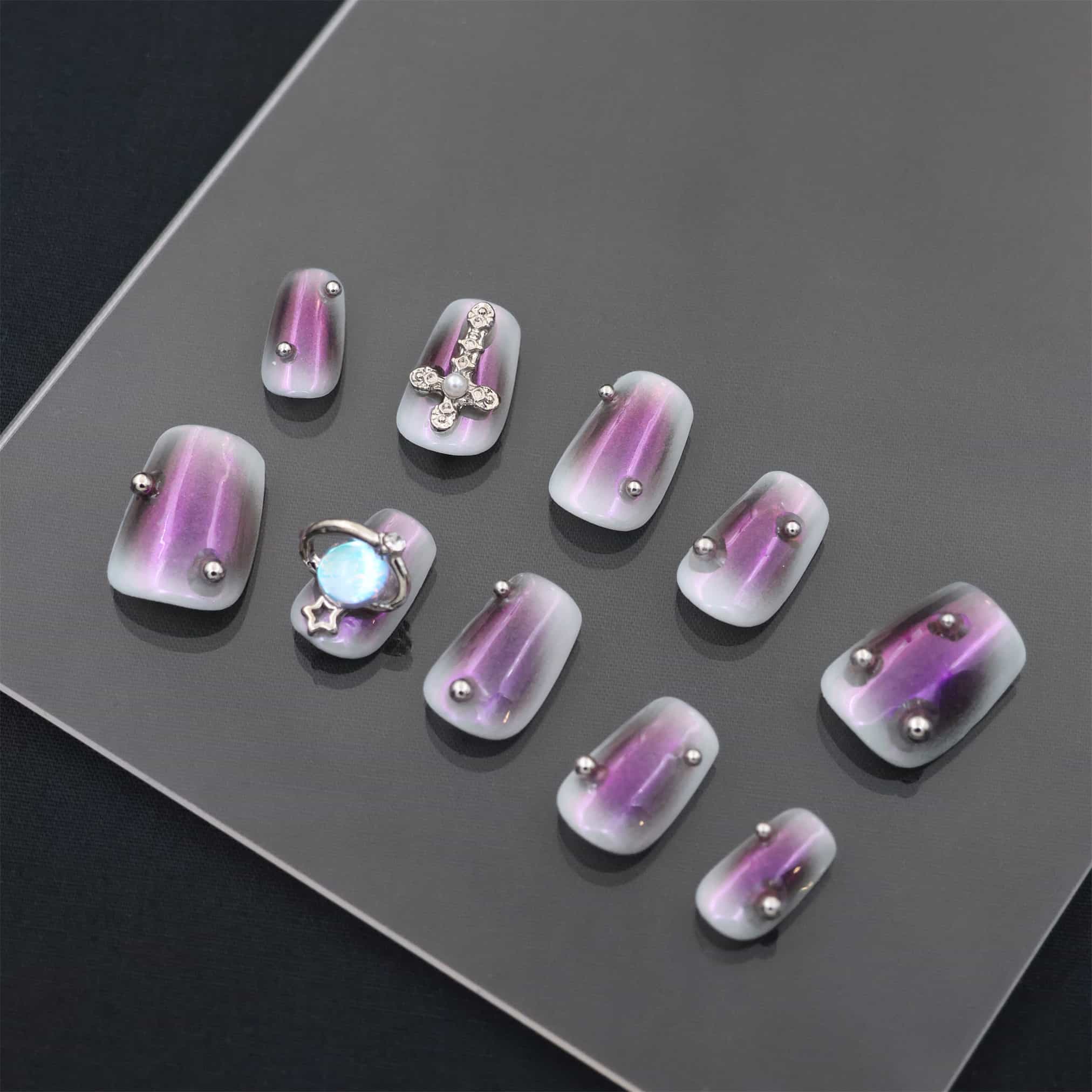 Short Squoval Purple Lavender Dream Press On Nails