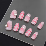 Short Coffin Pink Girls Press On Nails