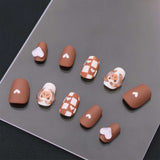 Short Squoval  Coffee Bear Press On Nails