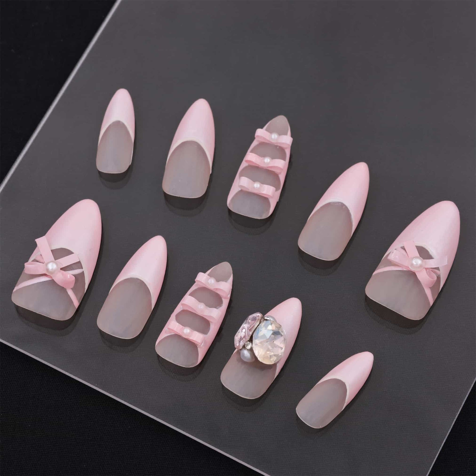 Pink almond press on nails kiss press on nails