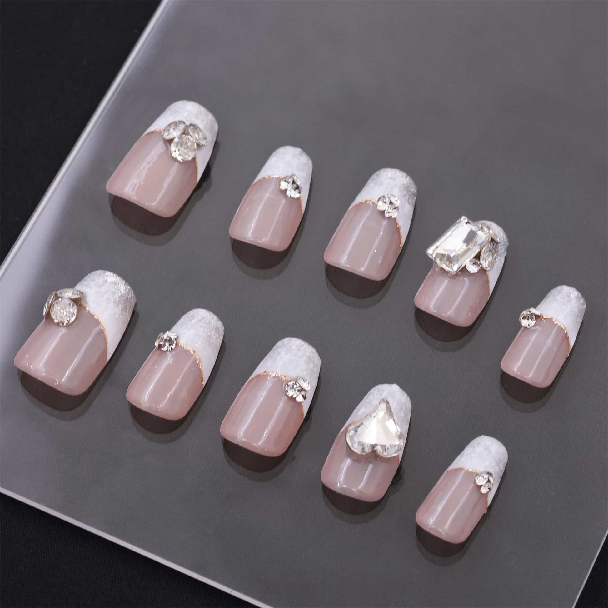 Short Coffin White Queen Frenchies Press On Nails