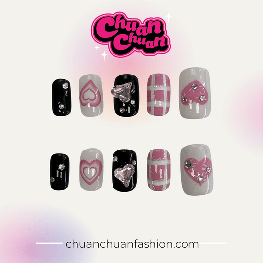 Medium Squoval Pink Girls Press On Nails