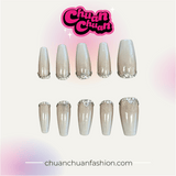 Medium Coffin Pink Crown Press On Nails