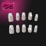 Short Coffin White Queen Frenchies Press On Nails